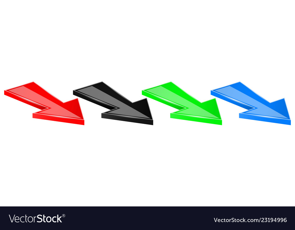 Arrows colored moving down 3d icons