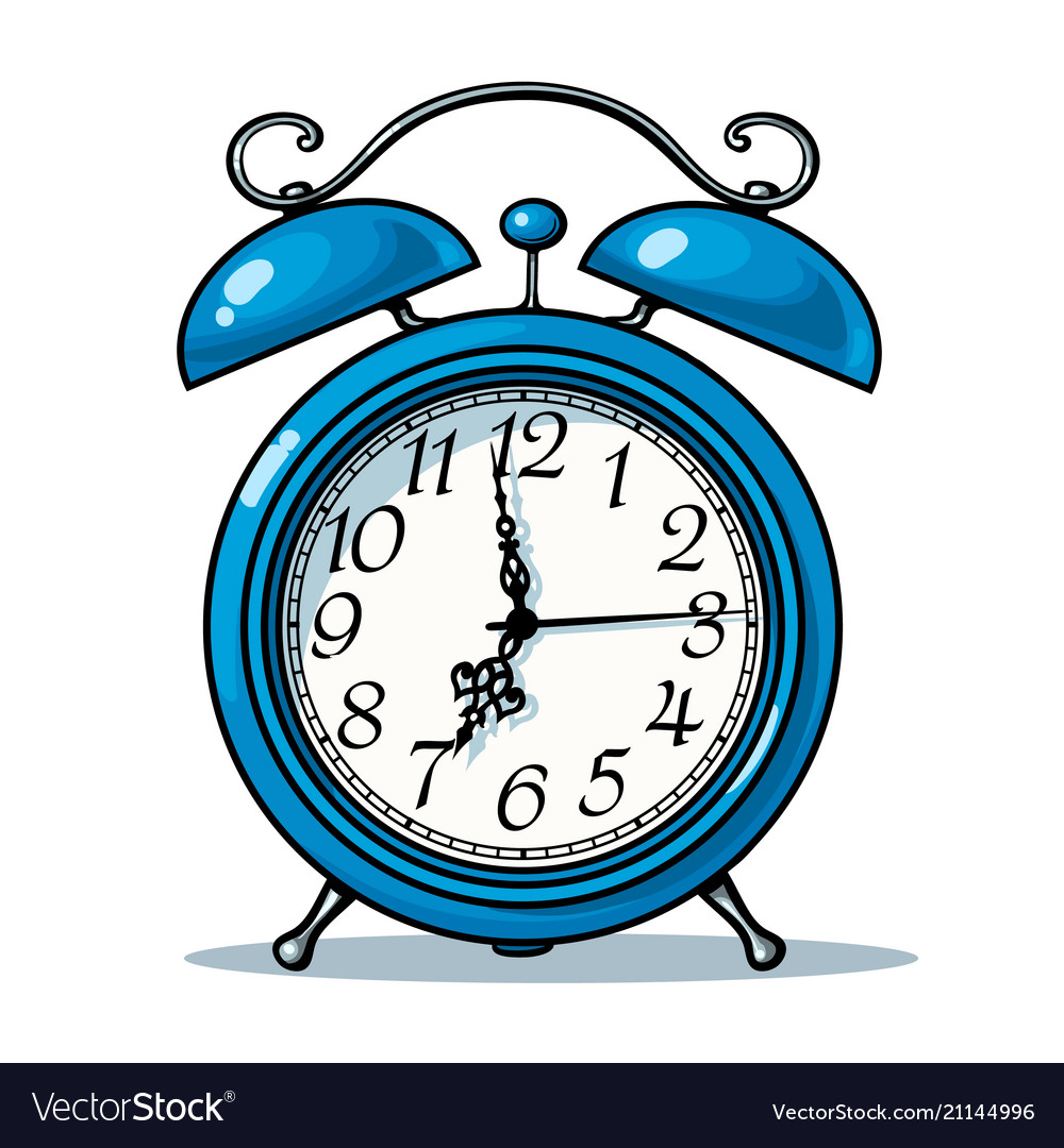 Cartoon Blue Alarm Clock Royalty Free Vector Image