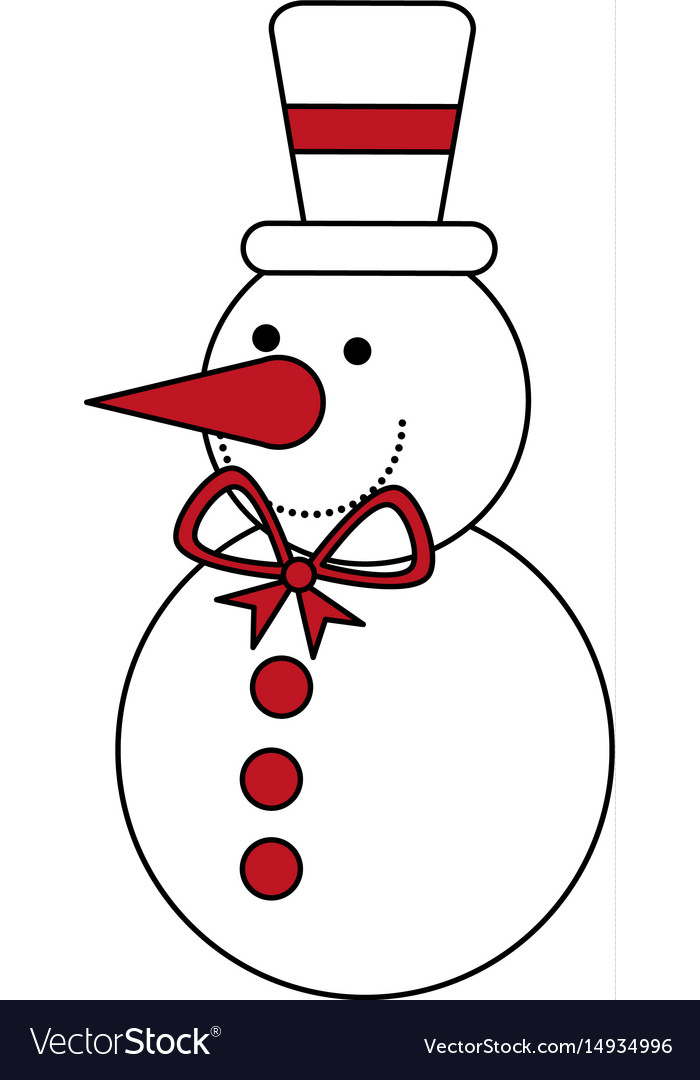 Color silhouette image of snowman with bow tie