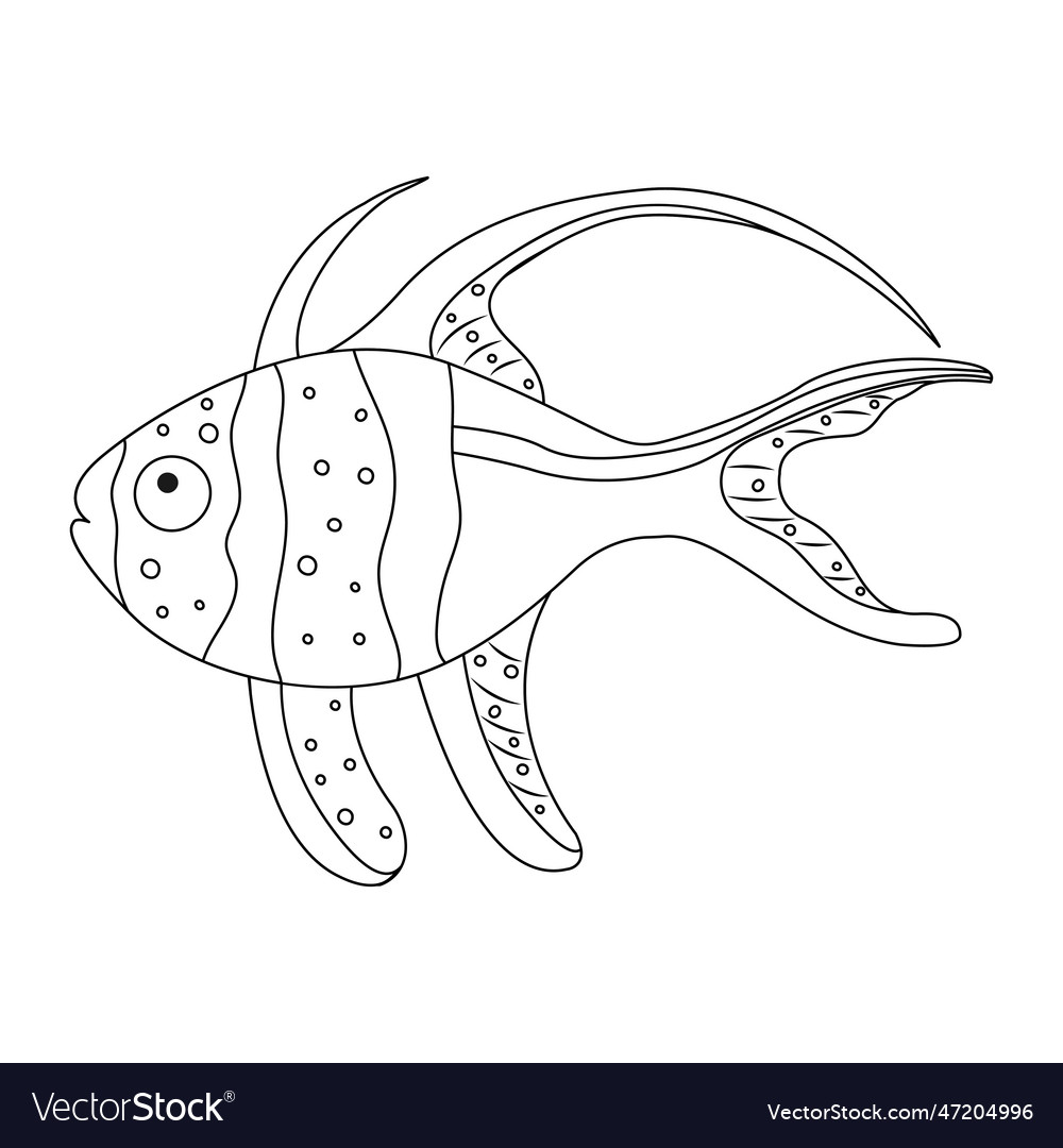 Contour of fish with patterns vector image Contour of fish with patterns