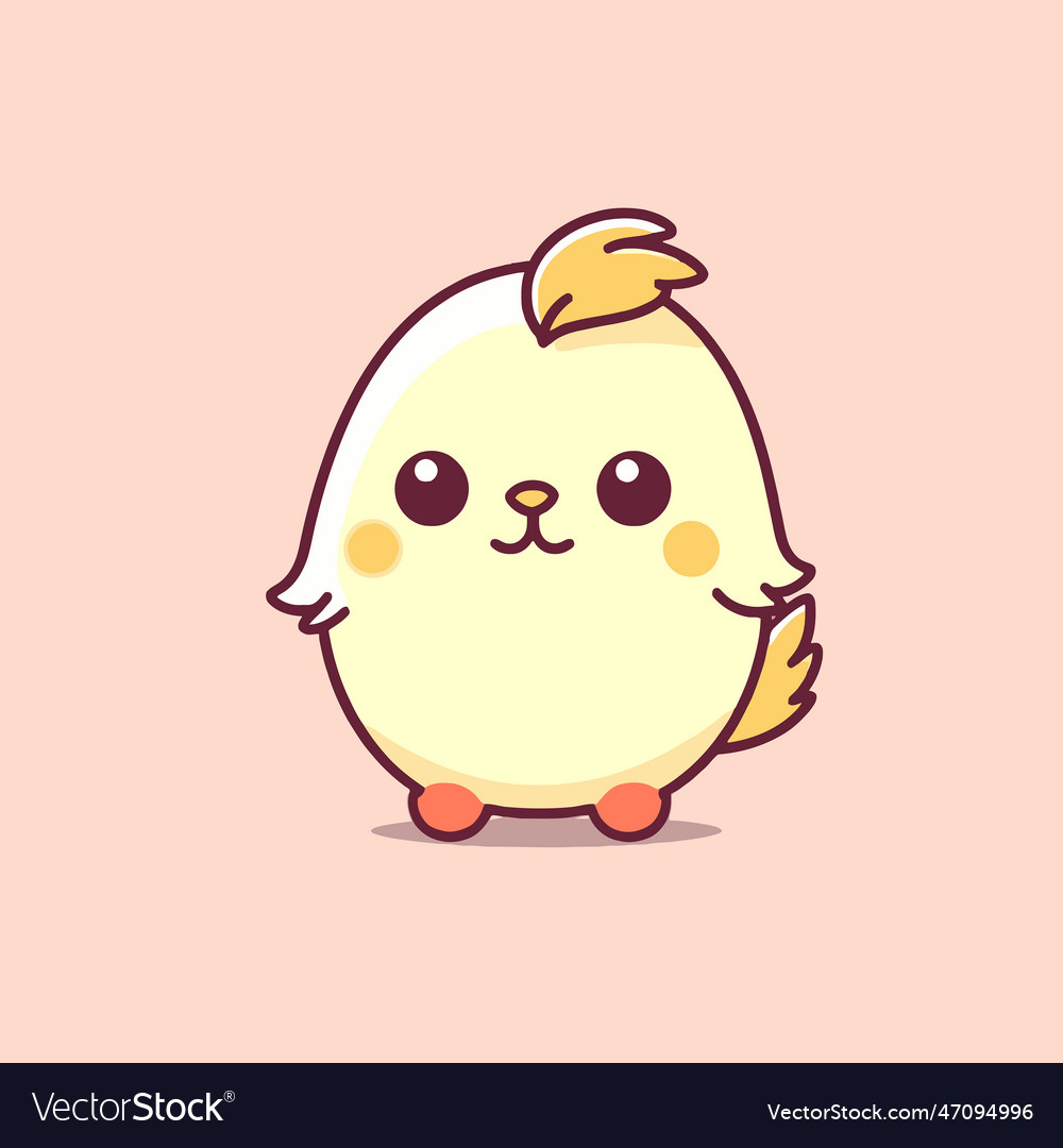 Cute kawaii chicken chibi mascot cartoon style