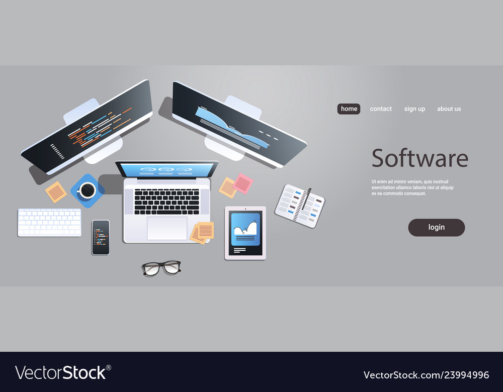 Design software development programming concept vector image Design software development programming concept