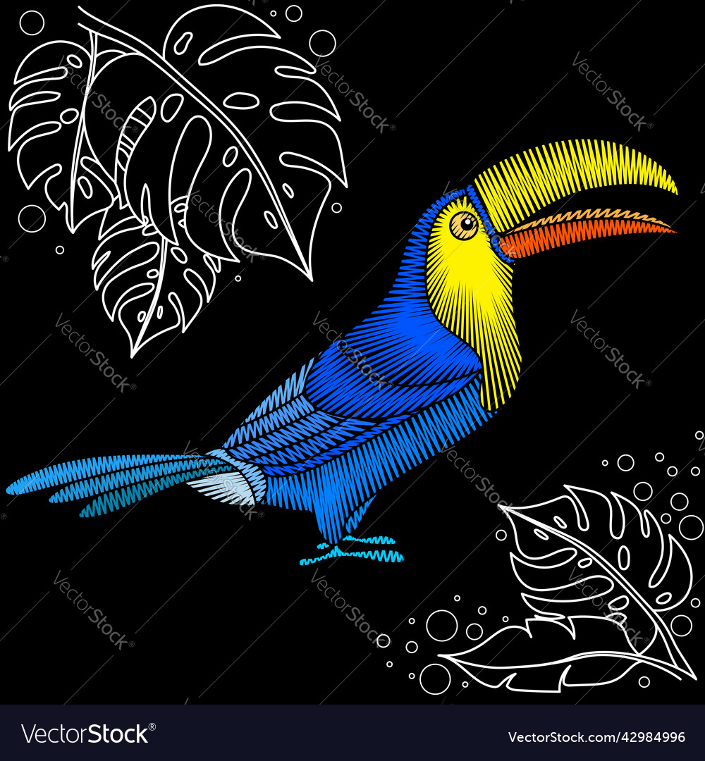 Stickerei toucan Stoff Design