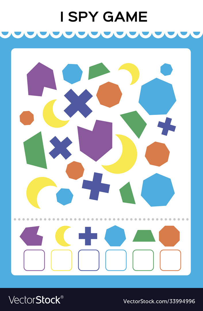 I spy game find and count shapes for toddlers vector image I spy game find and count shapes for toddlers