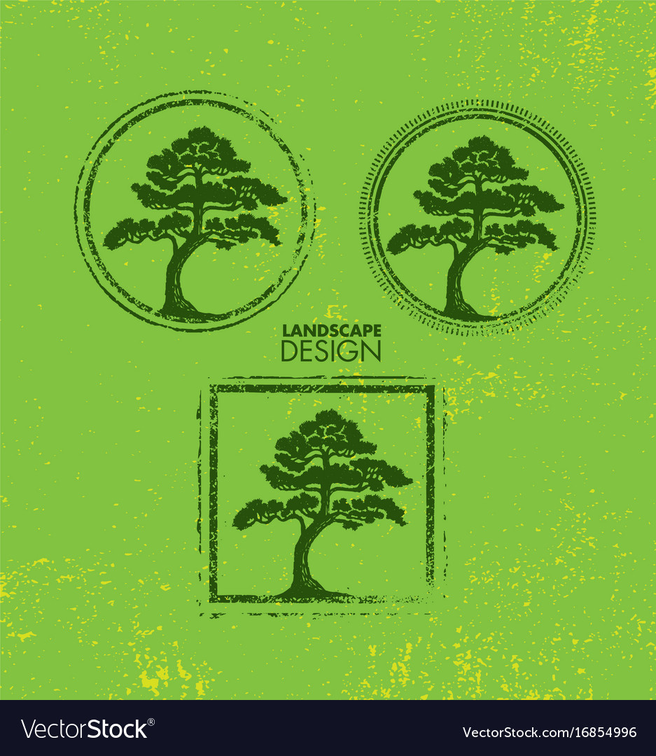 Landscape design eco organic tree sign rough