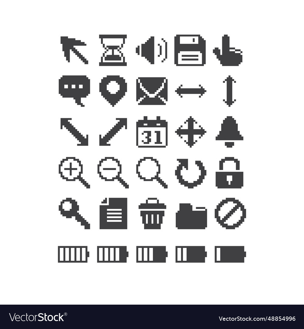 Minimalistic set of pc toolbar interface icons