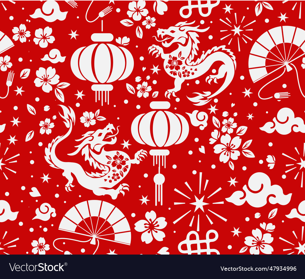 Seamless pattern happy chinese new year