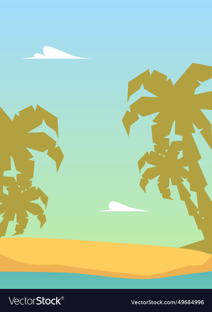 Tropical beach background with palms on seashore