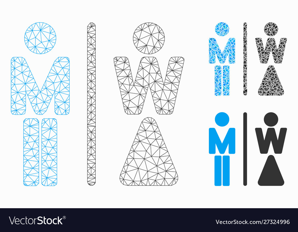Wc persons mesh 2d model and triangle vector image Wc persons mesh 2d model and triangle