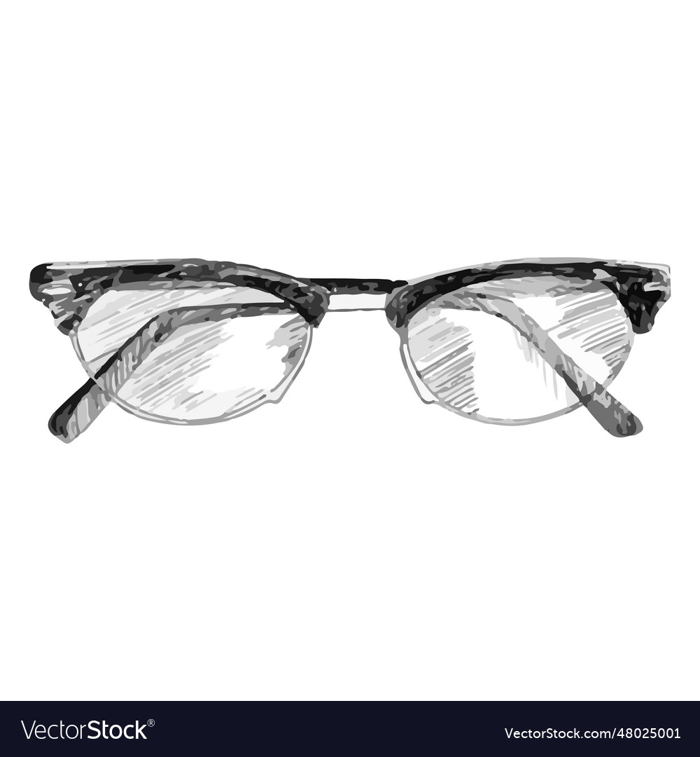 Clubmaster style glasses sketch design Royalty Free Vector