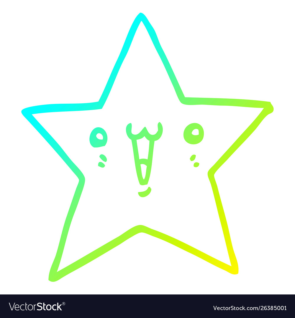 Cold gradient line drawing happy cartoon star