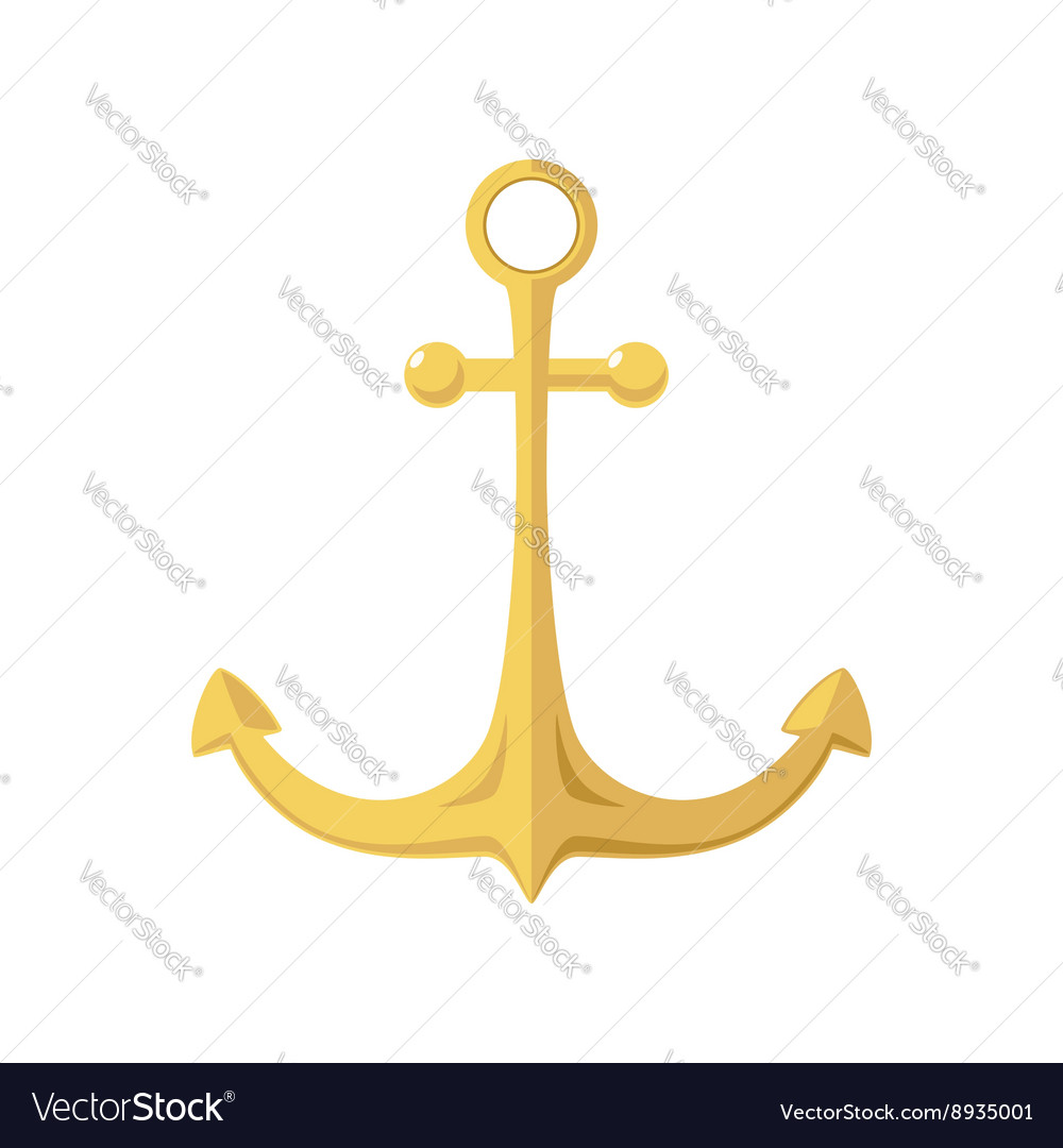 Gold anchor isolated on white