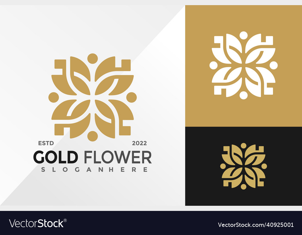 Golden flower modern logo design Royalty Free Vector Image