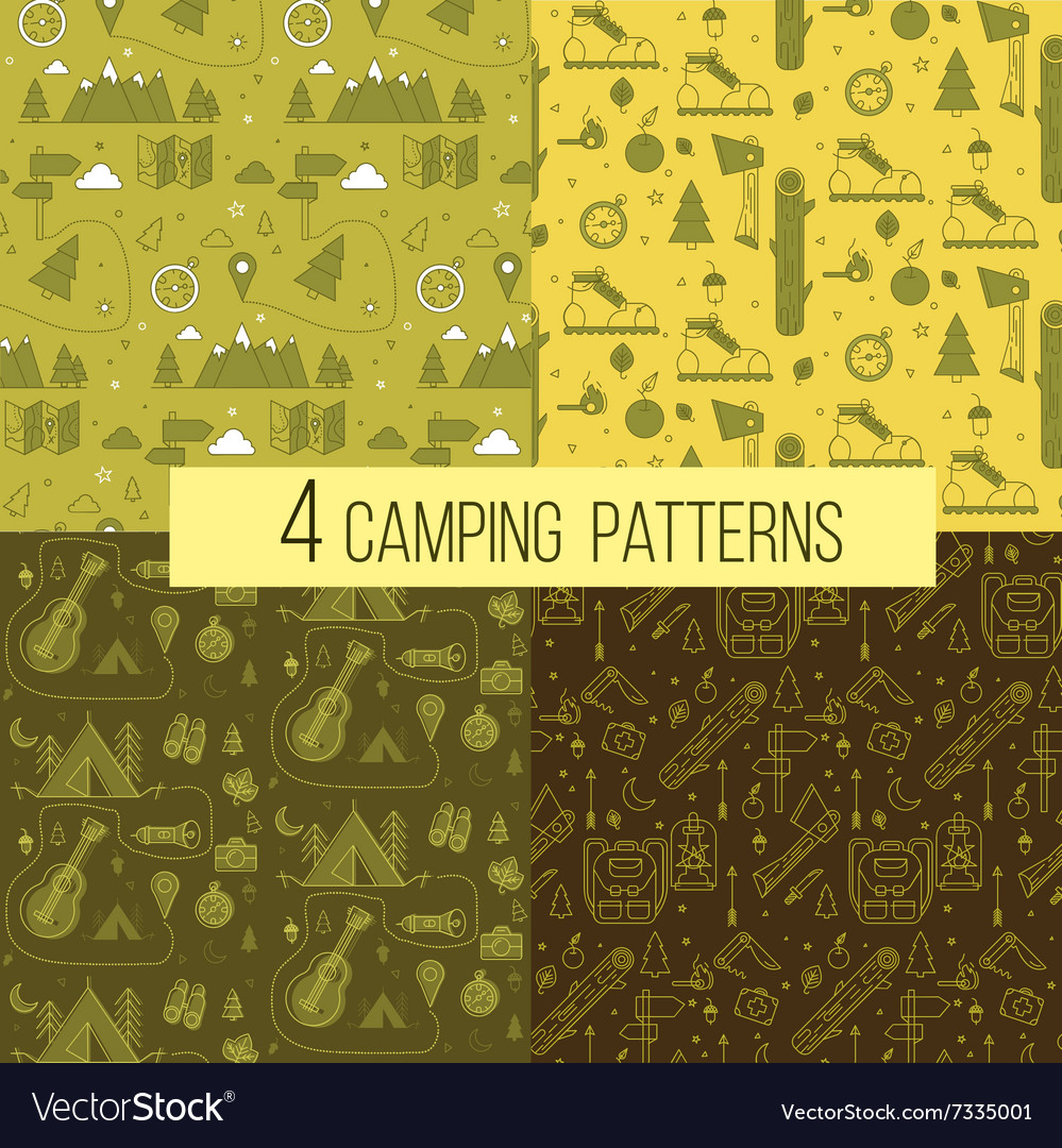 Set of Seamless Camping Patterns Royalty Free Vector Image