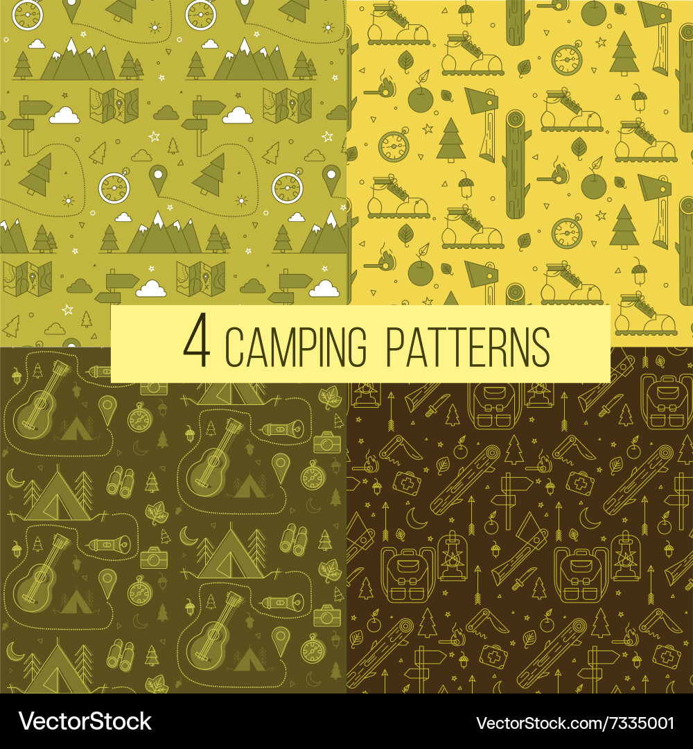 Set seamless camping patterns Royalty Free Vector Image