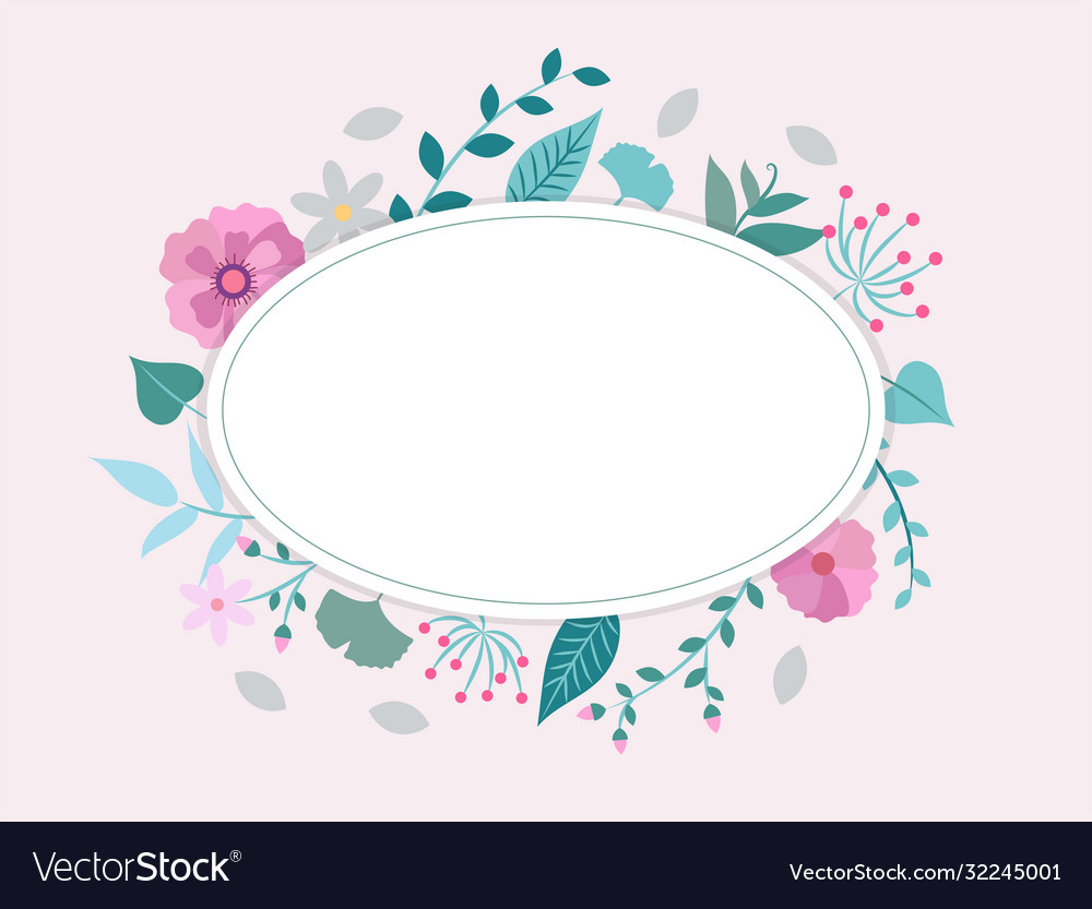 Spring flowers and leaves frame Royalty Free Vector Image