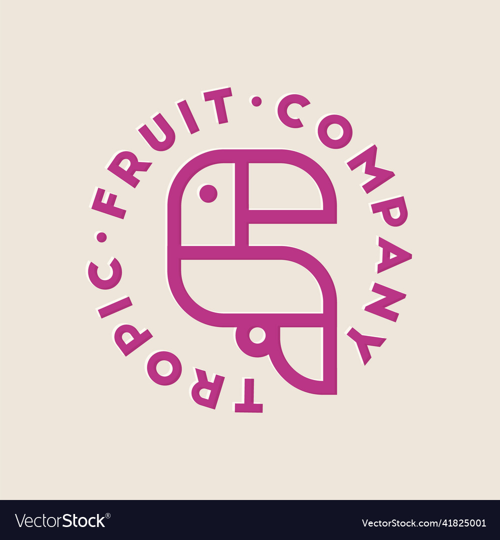 Tropic fruit logo bird flat emblem