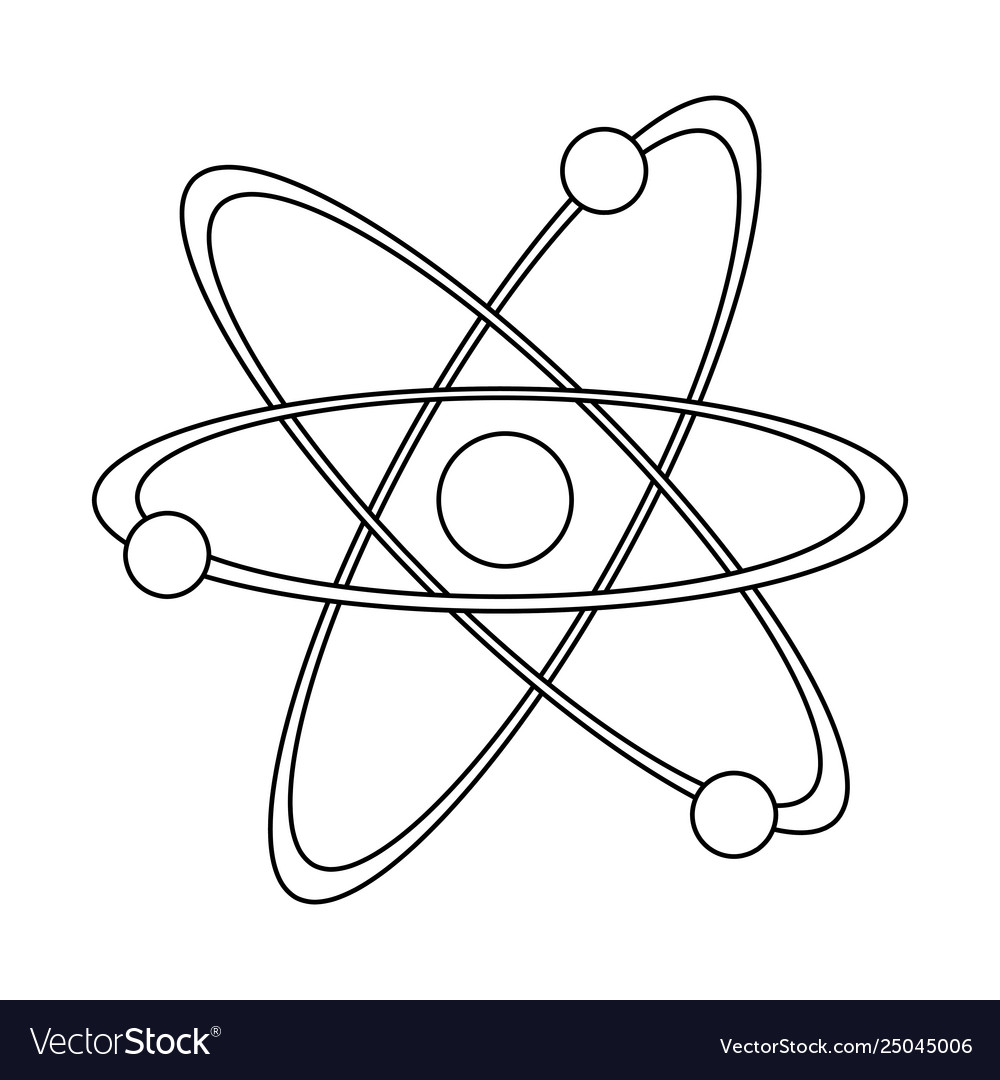 Atom science symbol in black and white Royalty Free Vector