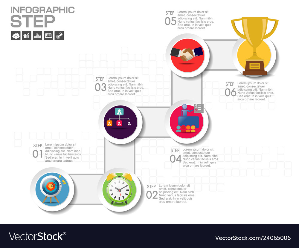 Business data process chart diagram with steps vector image Business data process chart diagram with steps