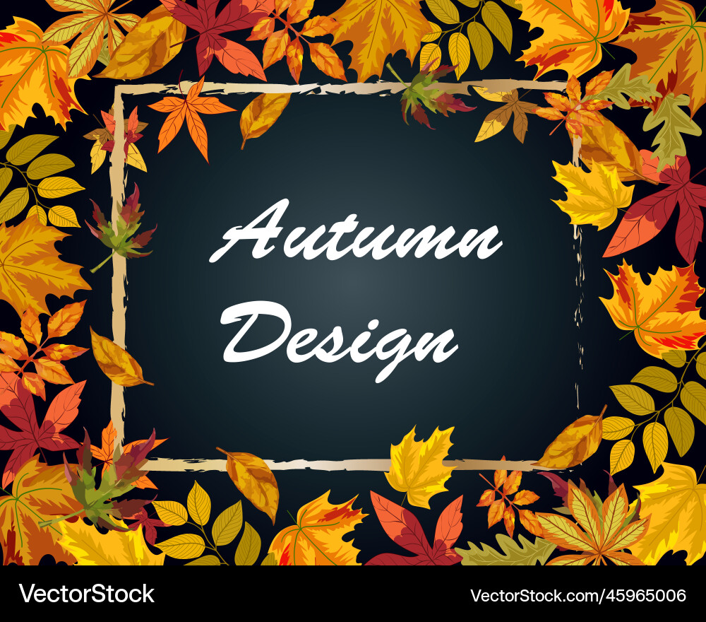 Design from autumn leaves in a frame Royalty Free Vector