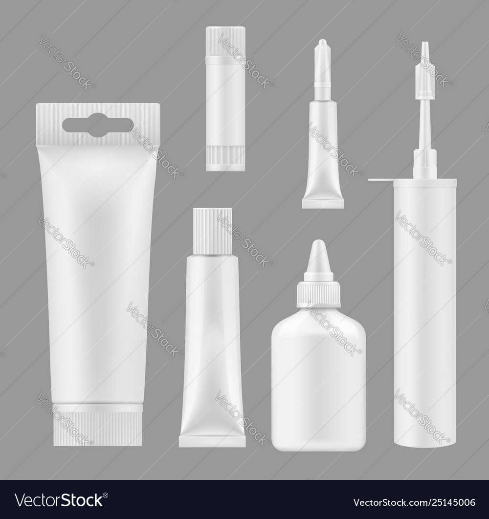 Glue tubes silicon sealant containers 3d mockups Vector Image