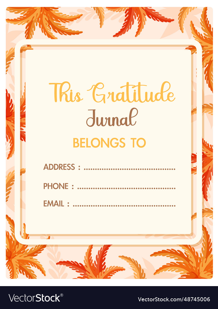 Gratitude journal with autumn leaves border Vector Image