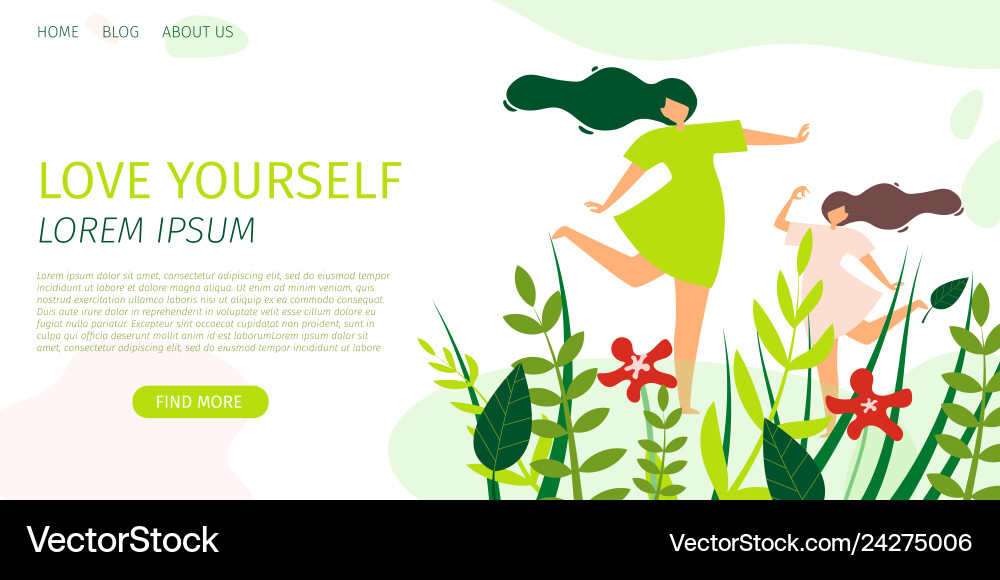 Horizontal Flat Banner Love Yourself Every Day Vector Image