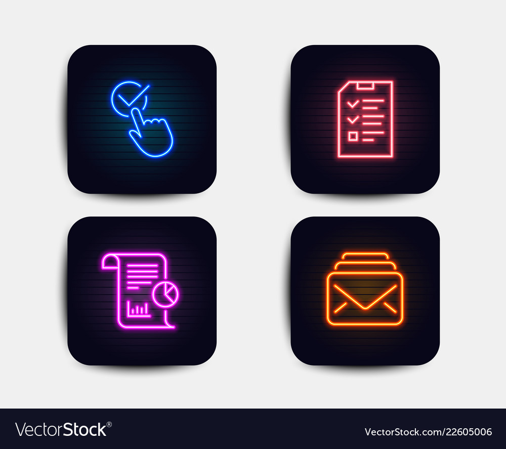 Interview report and checkbox icons mail sign vector image Interview report and checkbox icons mail sign