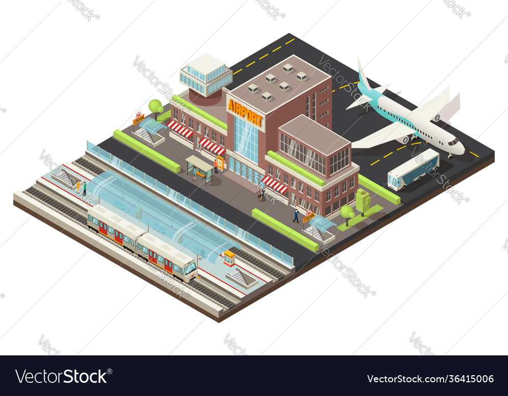 Isometric airport and metro station concept