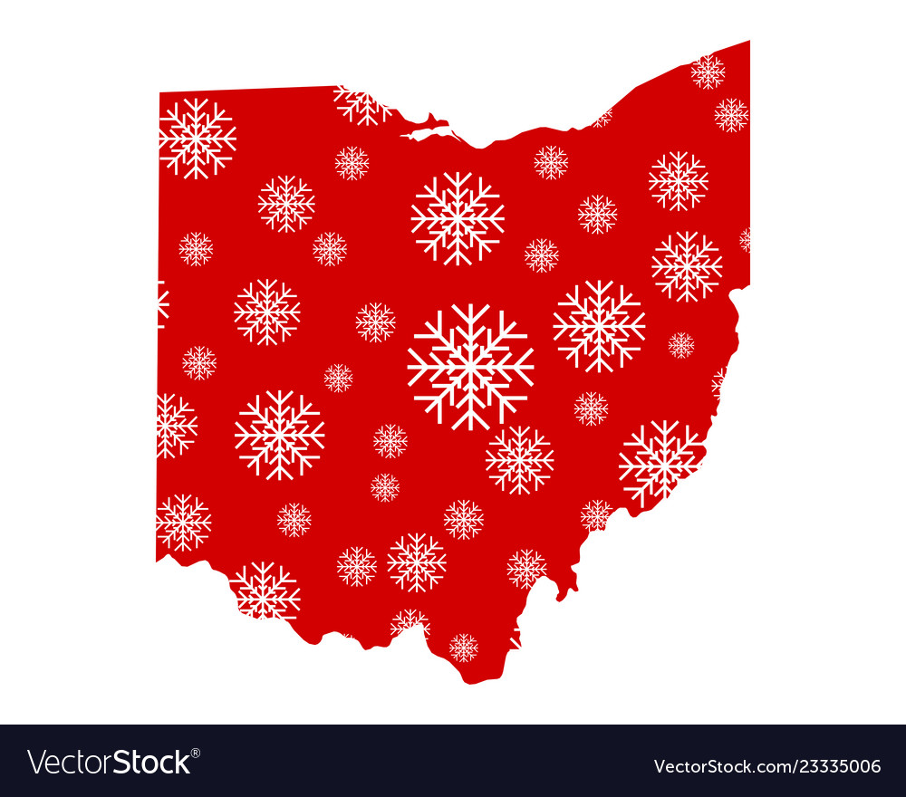 Map of ohio with snowflakes