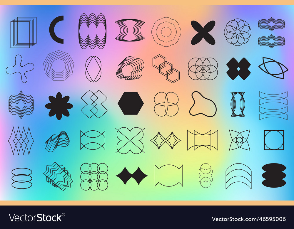 Retro minimal line abstract geometric shapes set