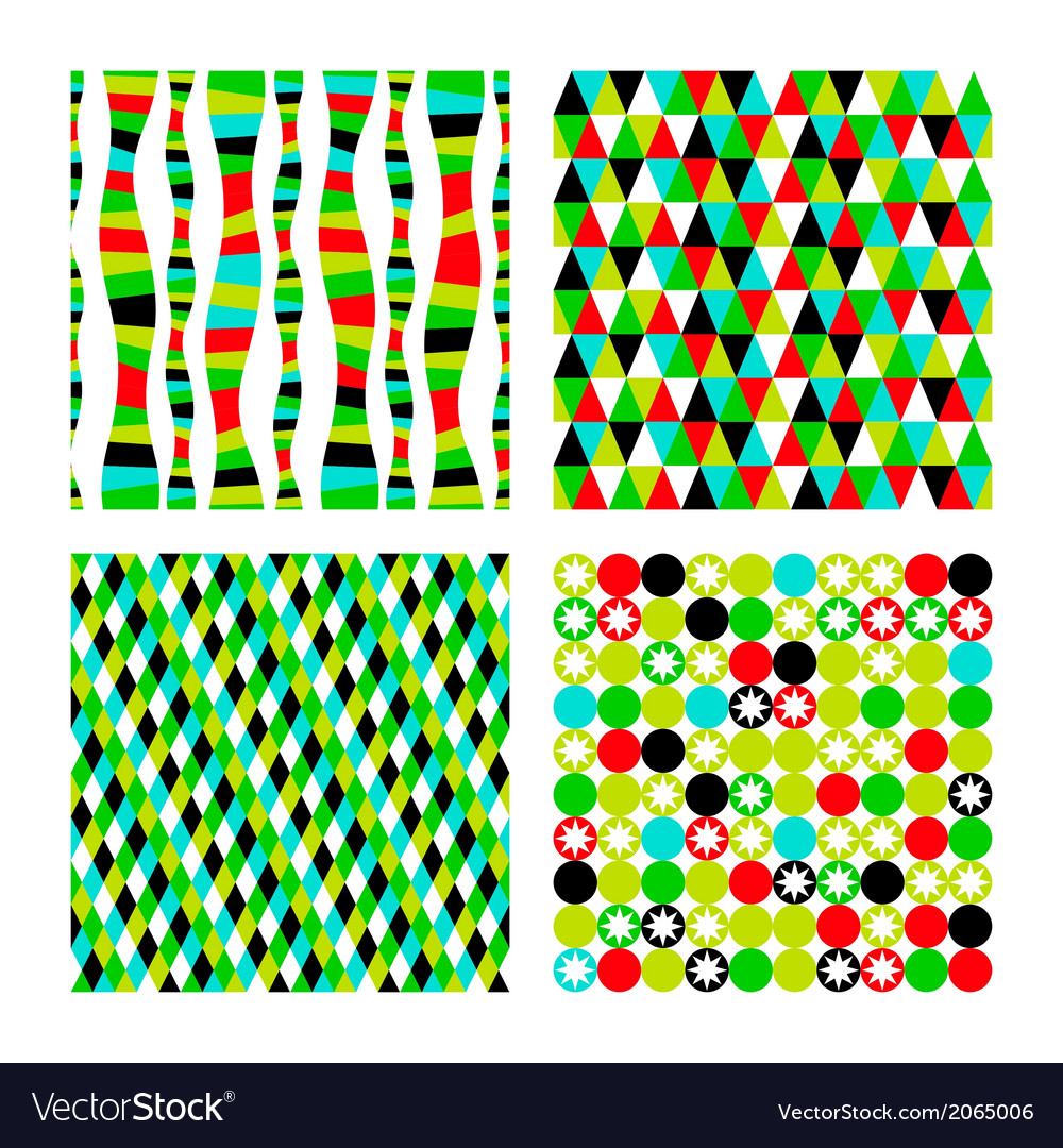 Set pattern of four geometric shapes colorful