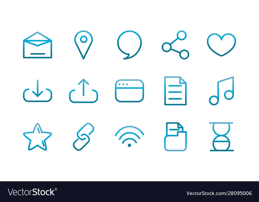 User interface icons set blue gradient