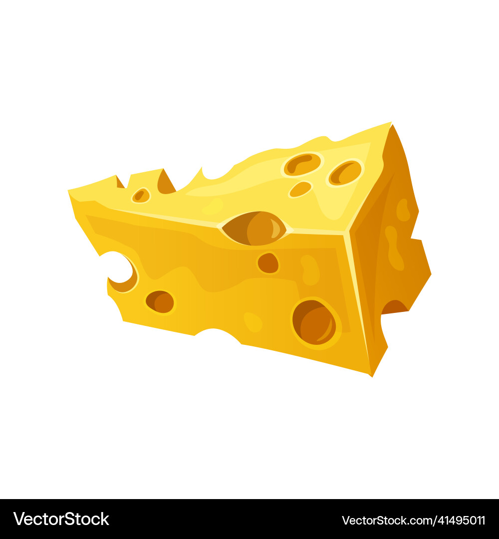 Cheese triangle block lump with holes cheddar Vector Image
