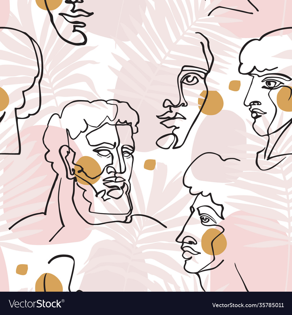 Modern continuous one line art in cubism style vector image Modern continuous one line art in cubism style