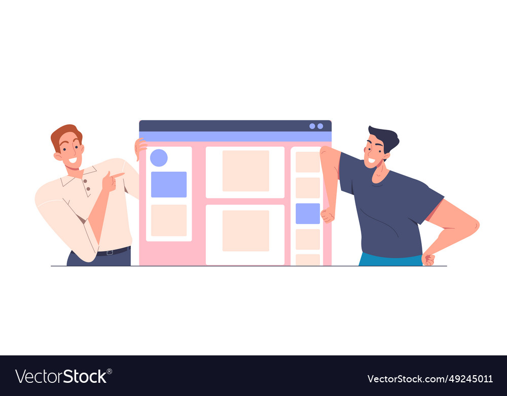 Programmer team present project concept vector image Programmer team present project concept