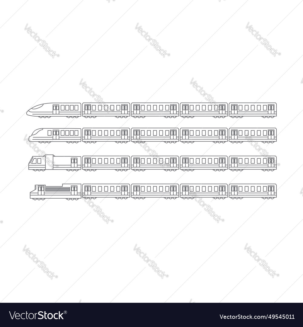 Set of subway train line outline icon