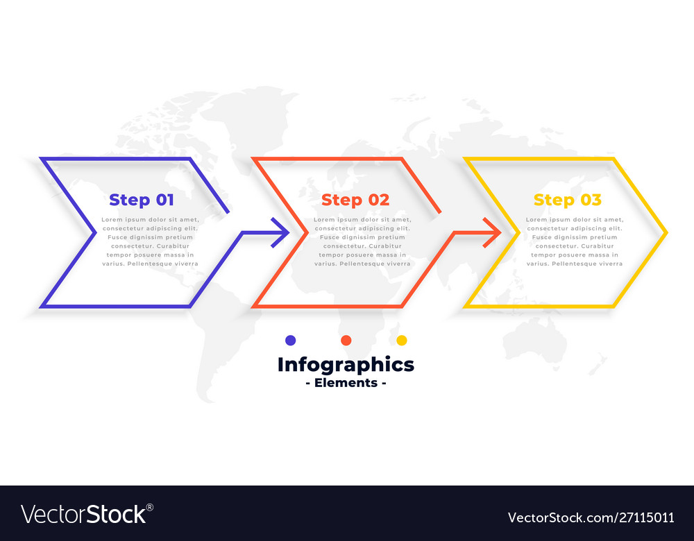 Three steps business infographics in arrow line