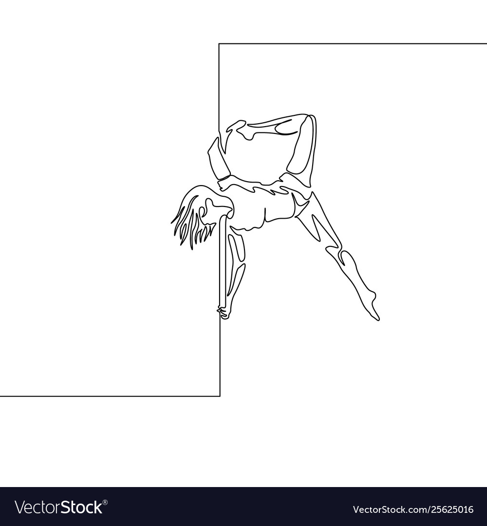 Continuous one line drawing pole dance woman