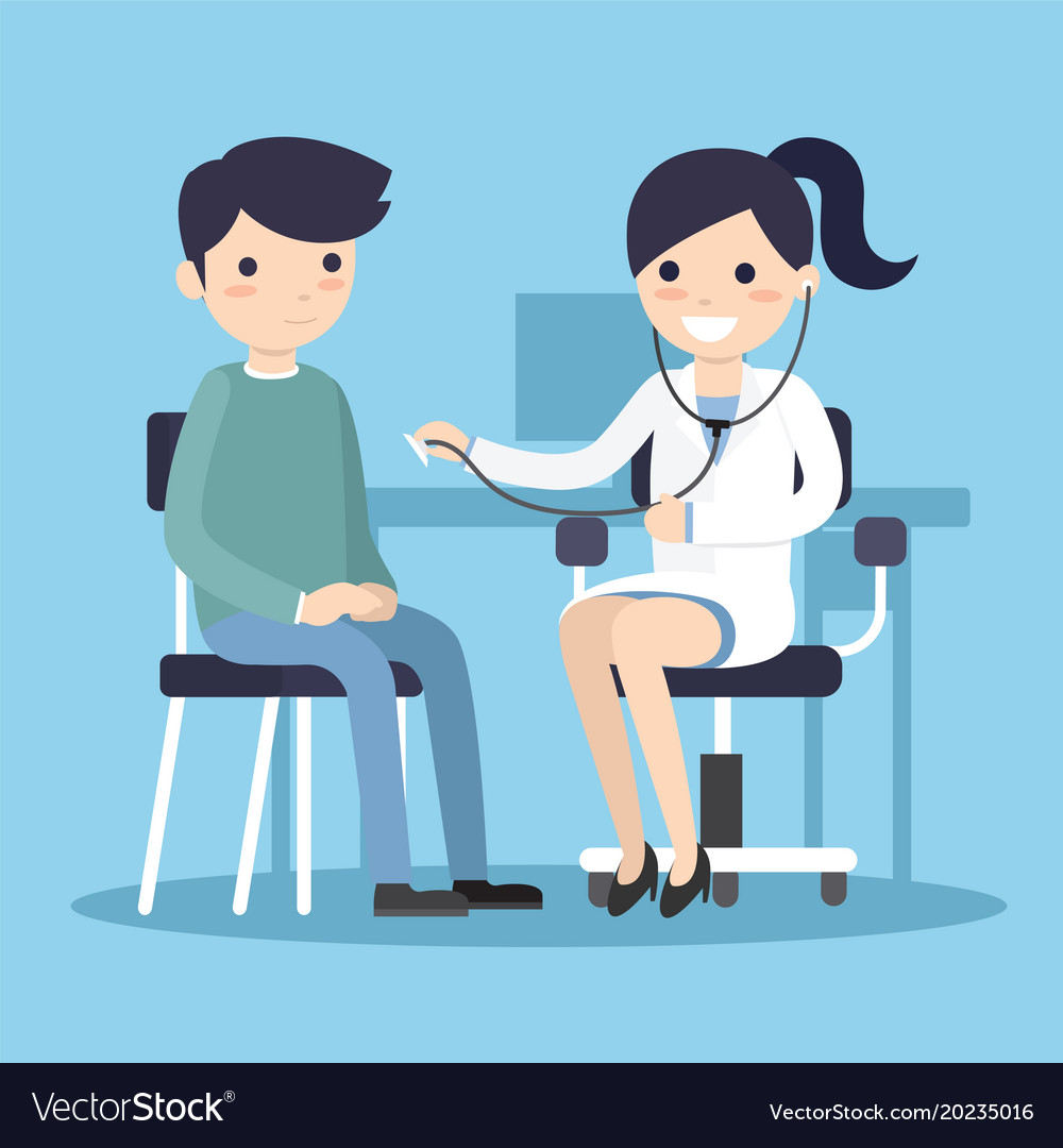 Doctor listening to the chest Royalty Free Vector Image