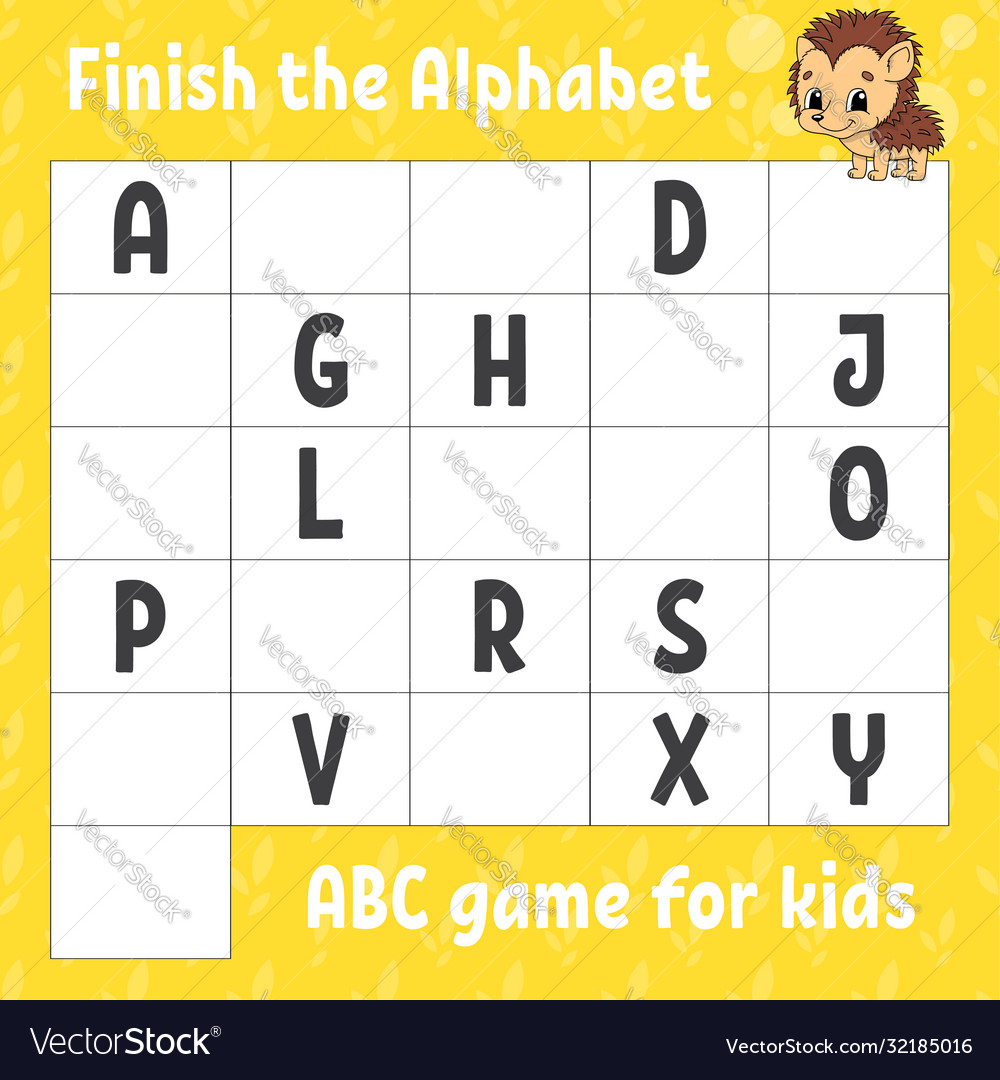 Finish alphabet abc game for kids education Vector Image