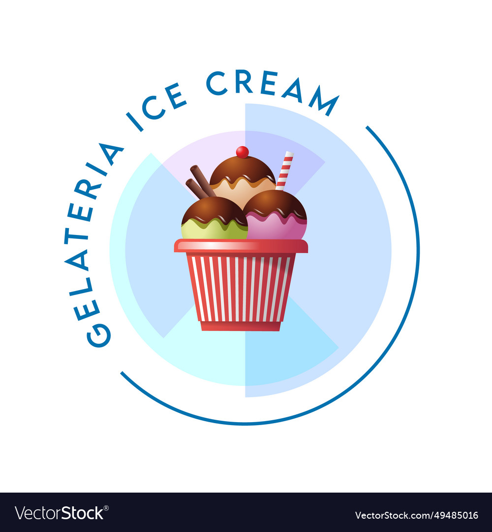 Ice cream logo gelateria sign bowl 3 scoots