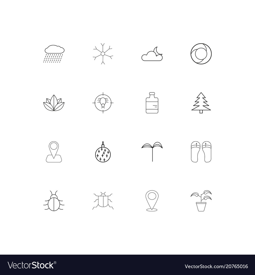 Nature linear thin icons set outlined simple