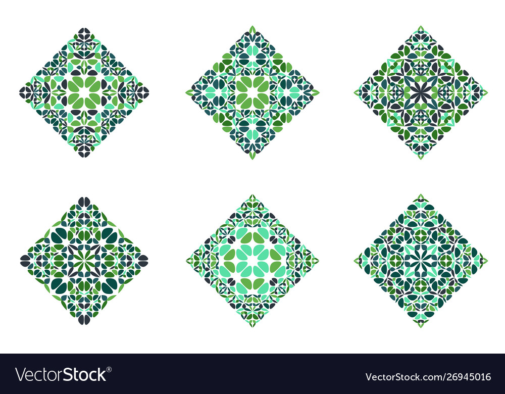 Ornate colorful abstract floral diagonal square