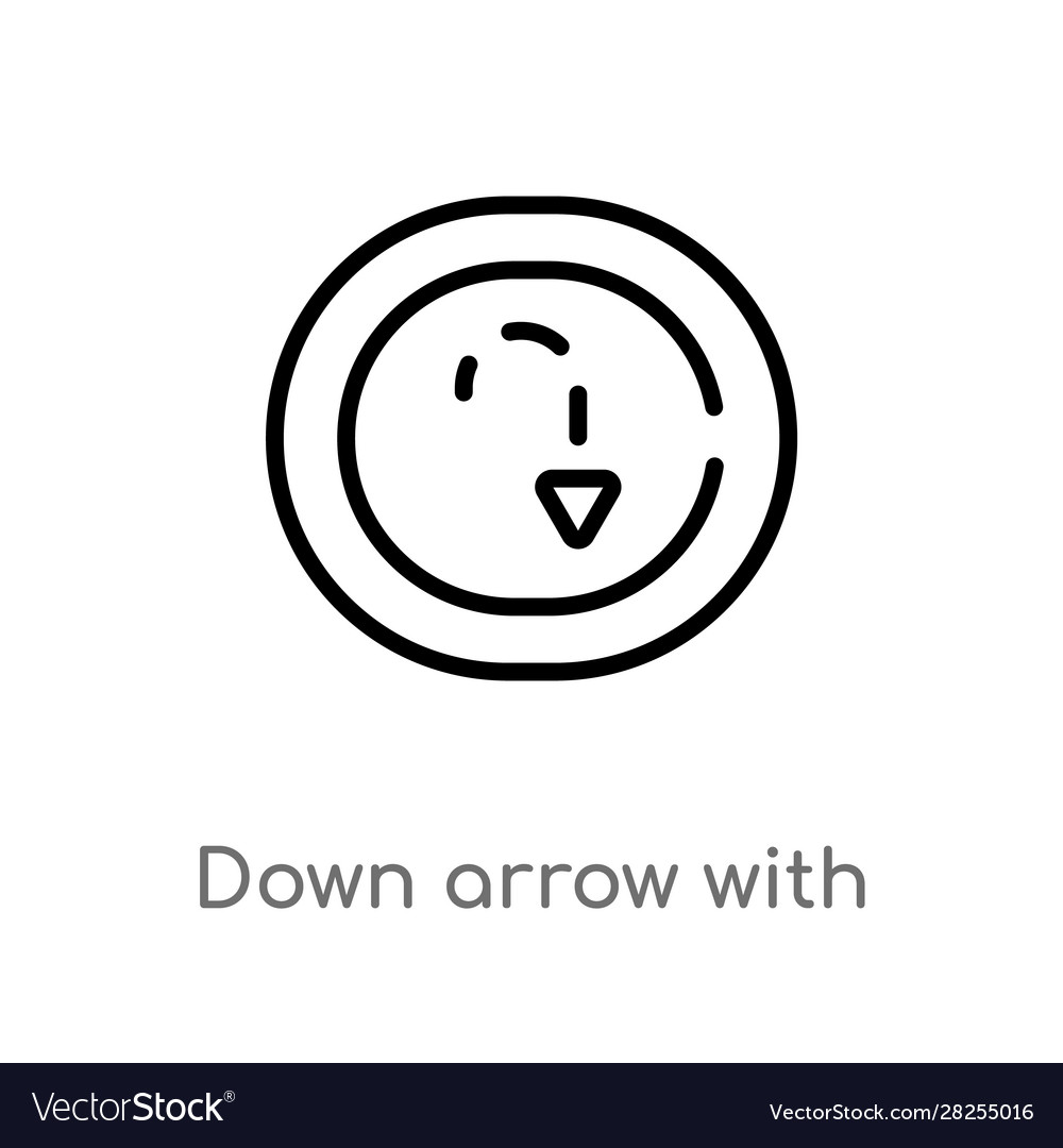 Outline down arrow with broken lines icon