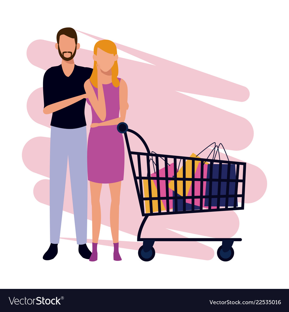 People shopping cartoon