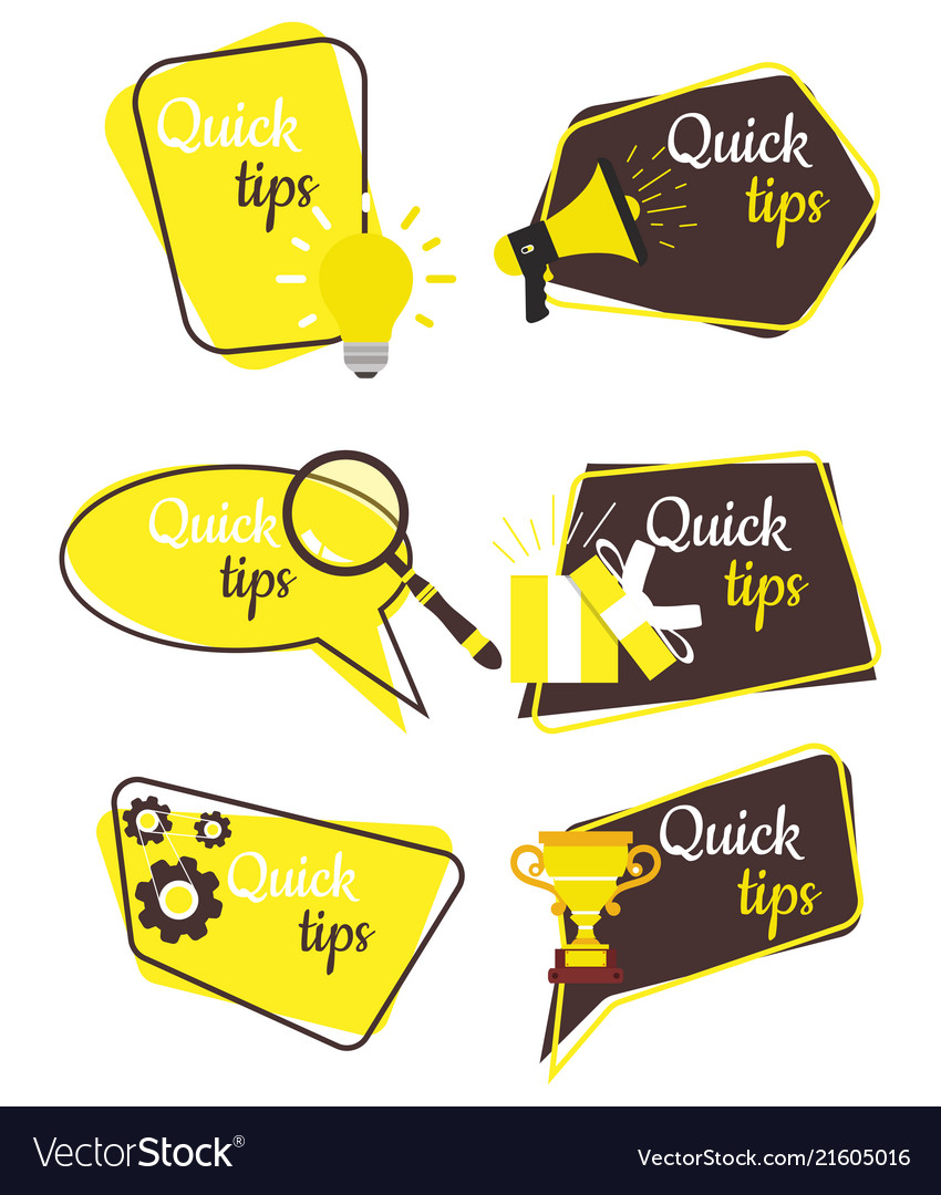 quick tips badge label tag blank design set sign vector image