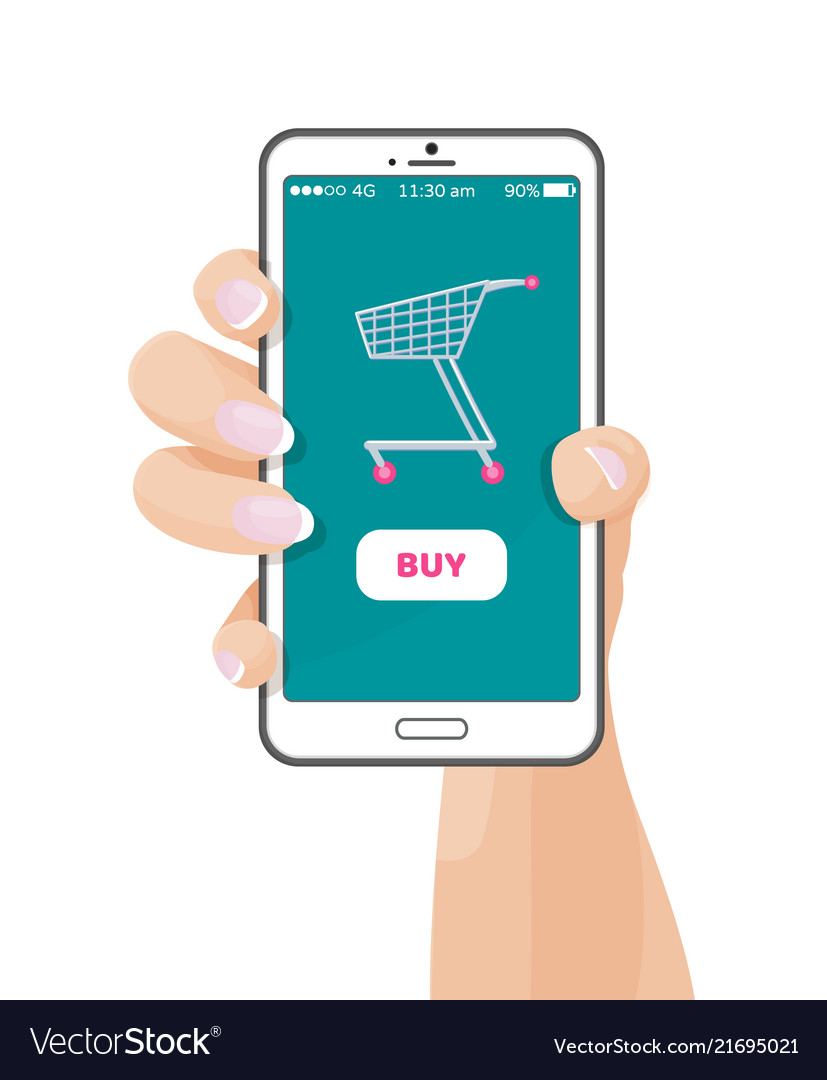 Buy button on web application with shopping cart vector image Buy button on web application with shopping cart