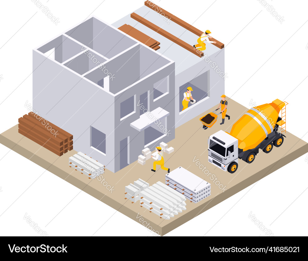 Construction and building isometric concept Vector Image