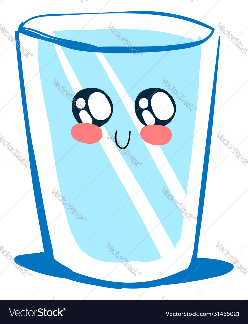 Cute glass water on white background Royalty Free Vector